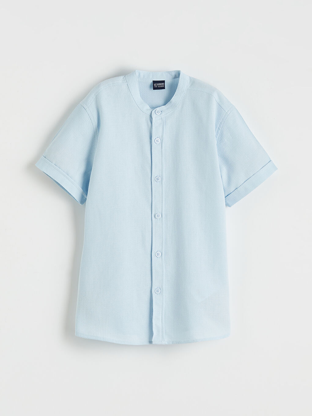 Mavi Hakim Yaka Kısa Kollu Erkek Çocuk Gömlek