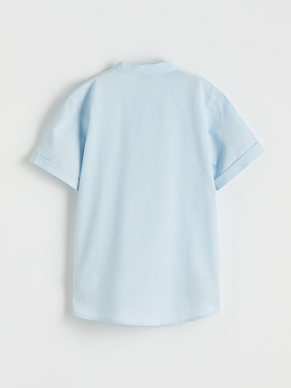 Mavi Hakim Yaka Kısa Kollu Erkek Çocuk Gömlek-1