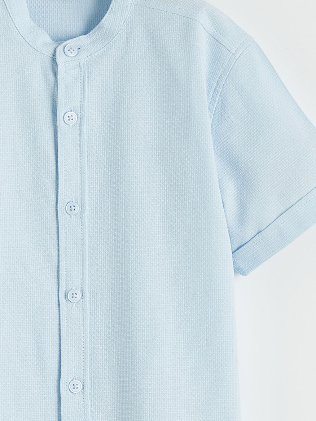 Mavi Hakim Yaka Kısa Kollu Erkek Çocuk Gömlek-2