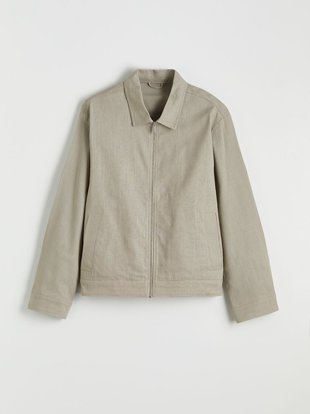 Bej Standart Kalıp Gömlek Yaka Erkek Mont-4