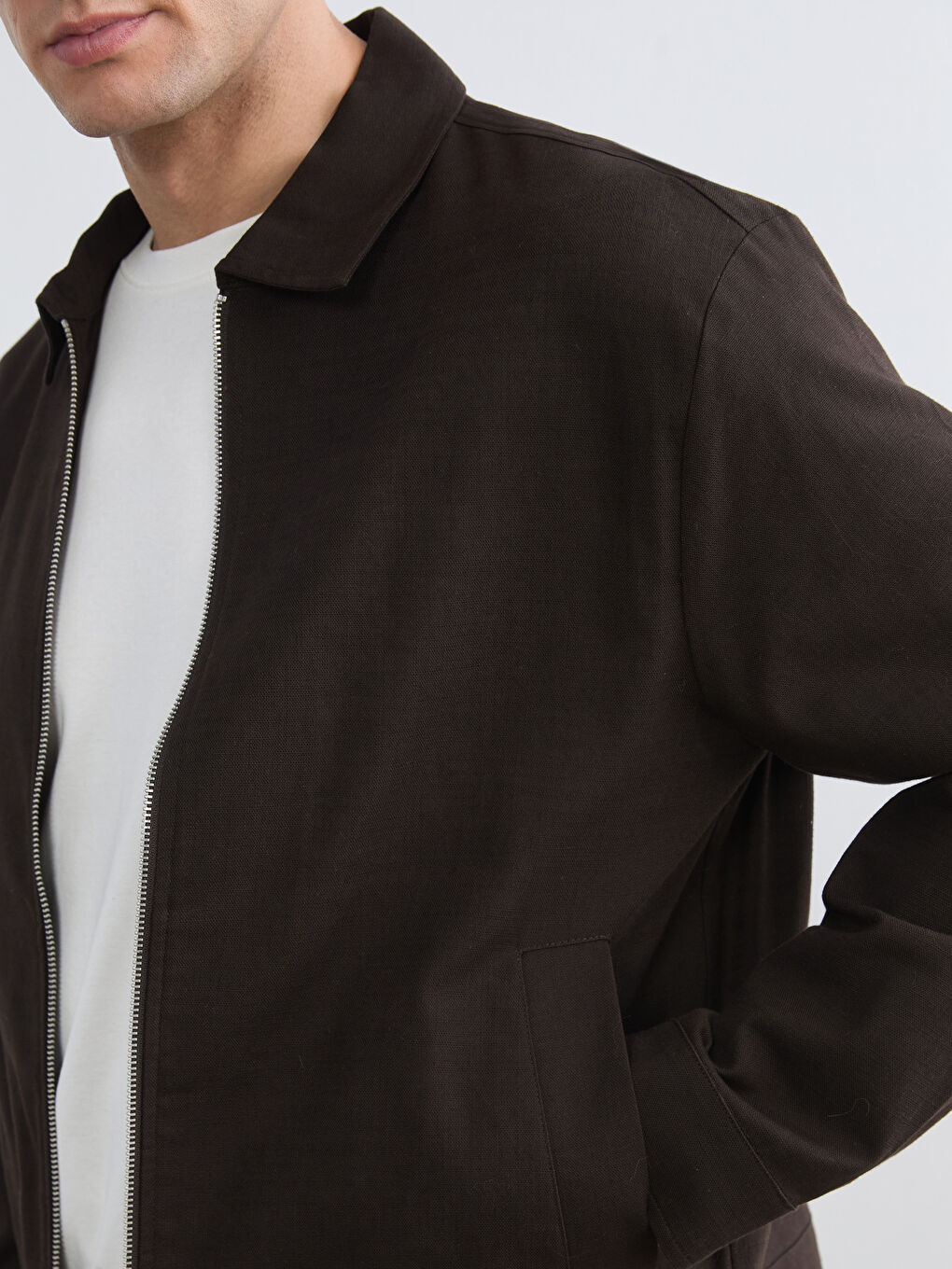 Kahverengi Standart Kalıp Gömlek Yaka Erkek Mont-2