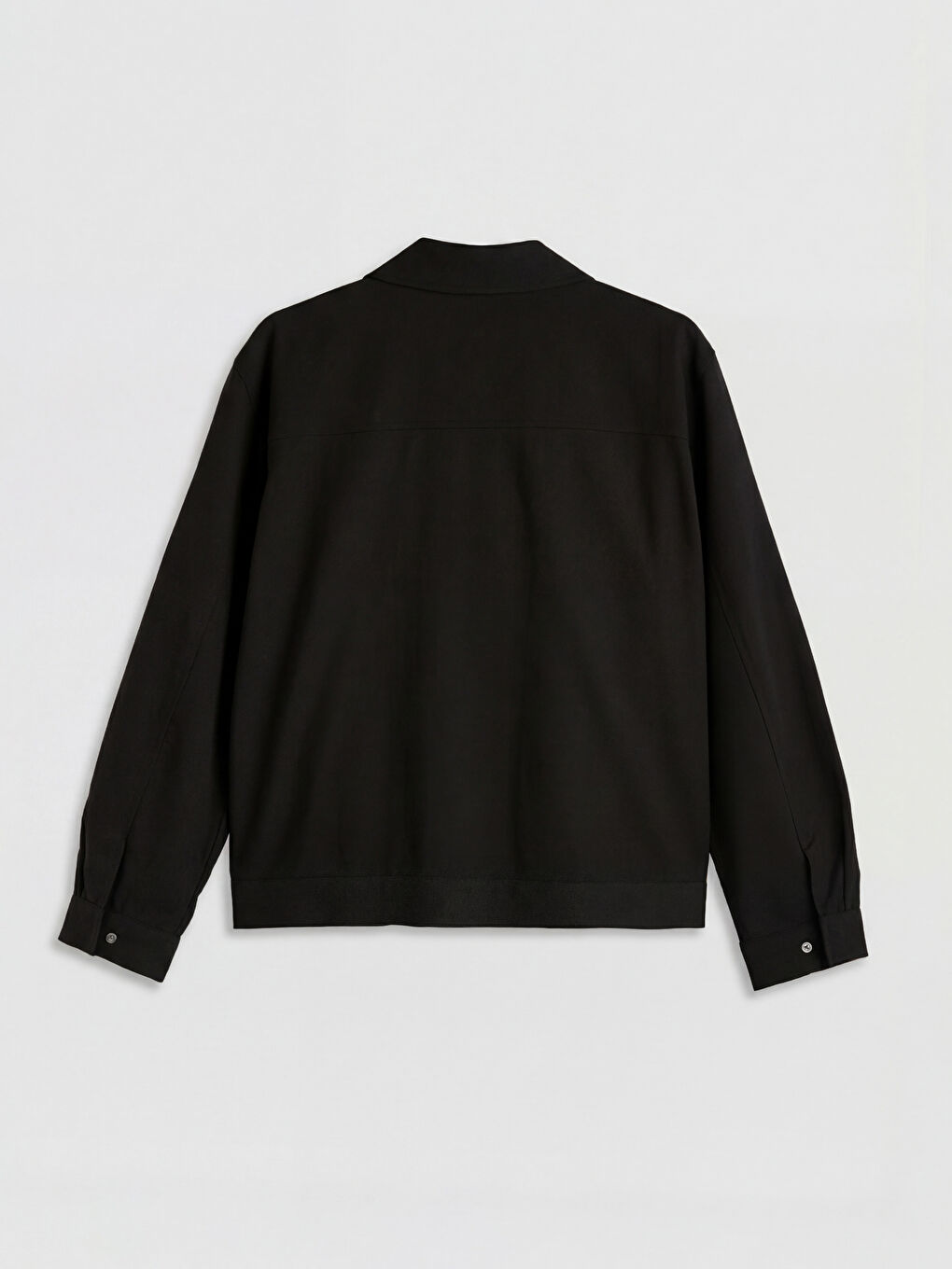 Siyah Standart Kalıp Gömlek Yaka Erkek Mont-1