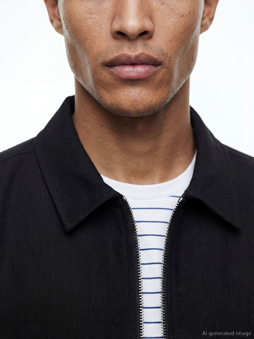 Siyah Standart Kalıp Gömlek Yaka Erkek Mont-2