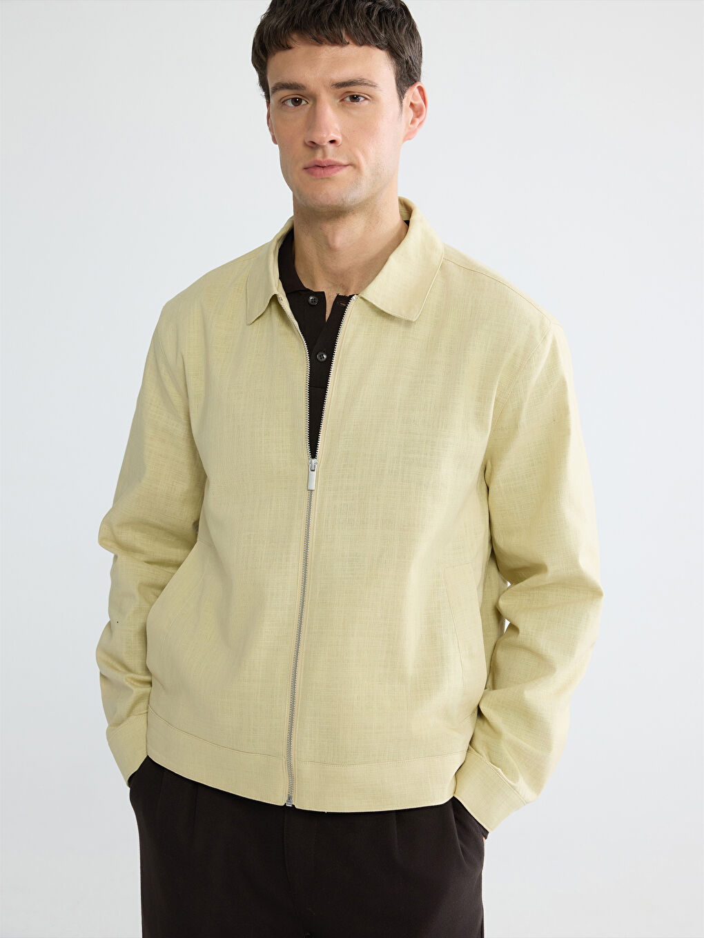 Sarı Standart Kalıp Gömlek Yaka Erkek Mont