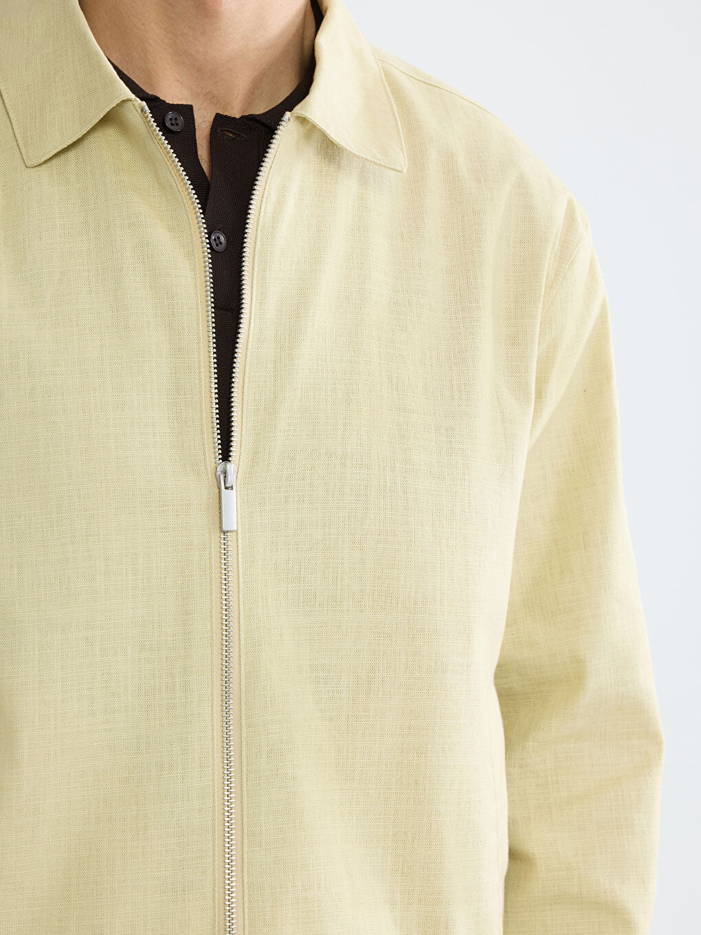 Sarı Standart Kalıp Gömlek Yaka Erkek Mont-2