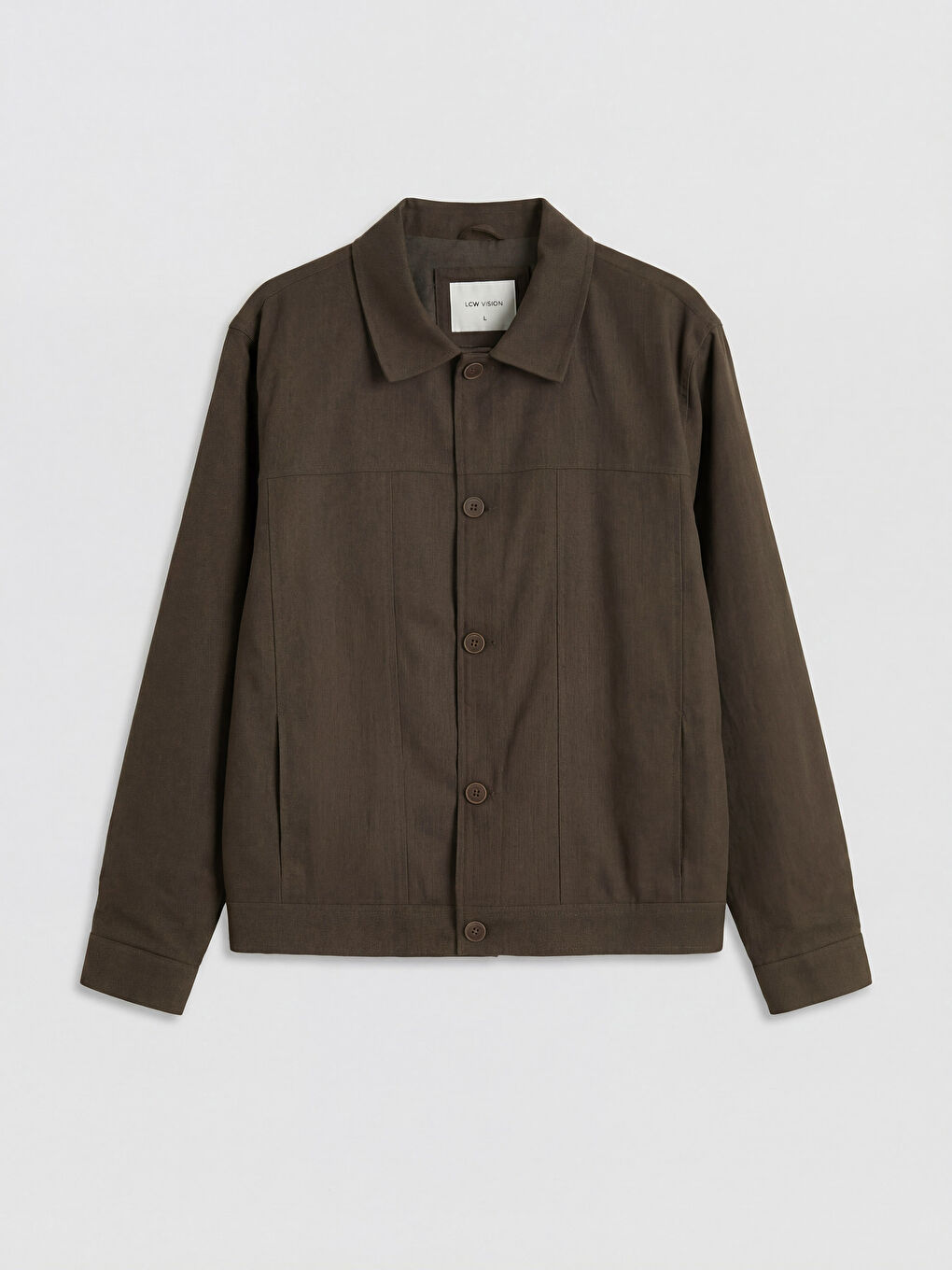 Kahverengi Loose Fit Gömlek Yaka Erkek Mont