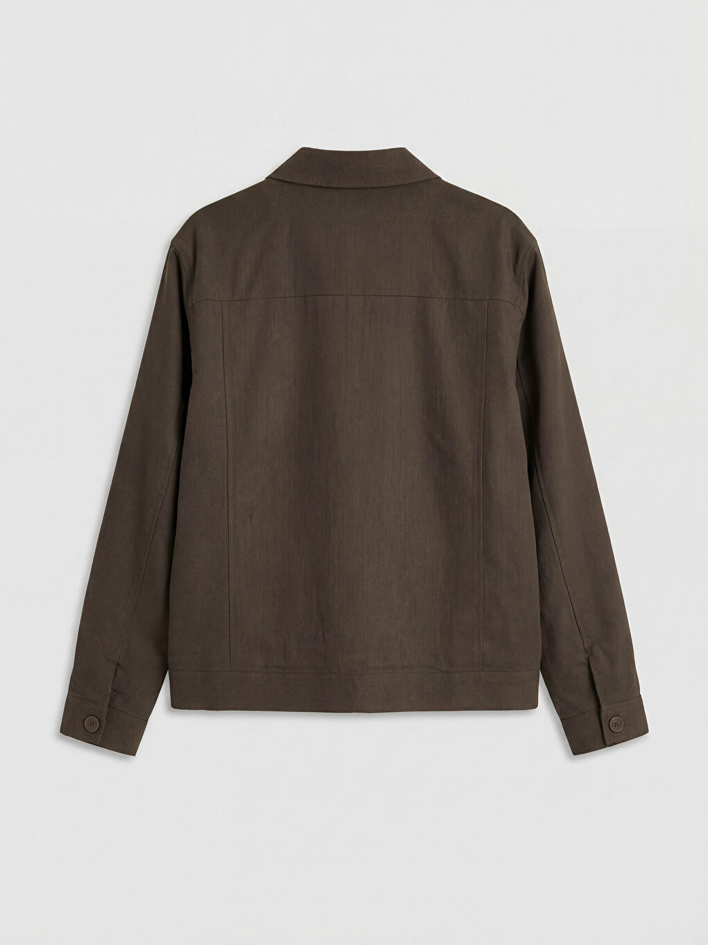 Kahverengi Loose Fit Gömlek Yaka Erkek Mont-1