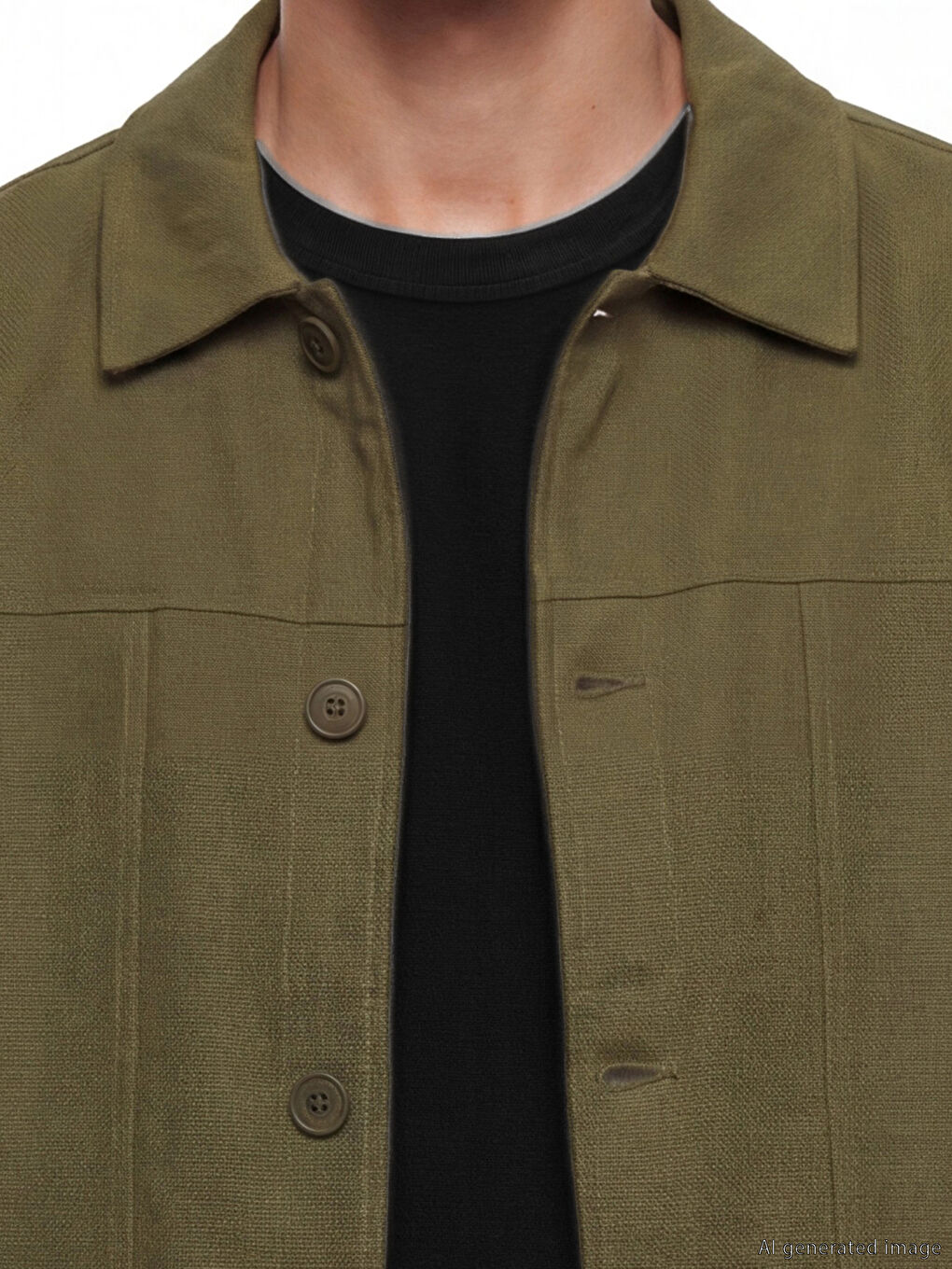 Yeşil Loose Fit Gömlek Yaka Erkek Ceket-2