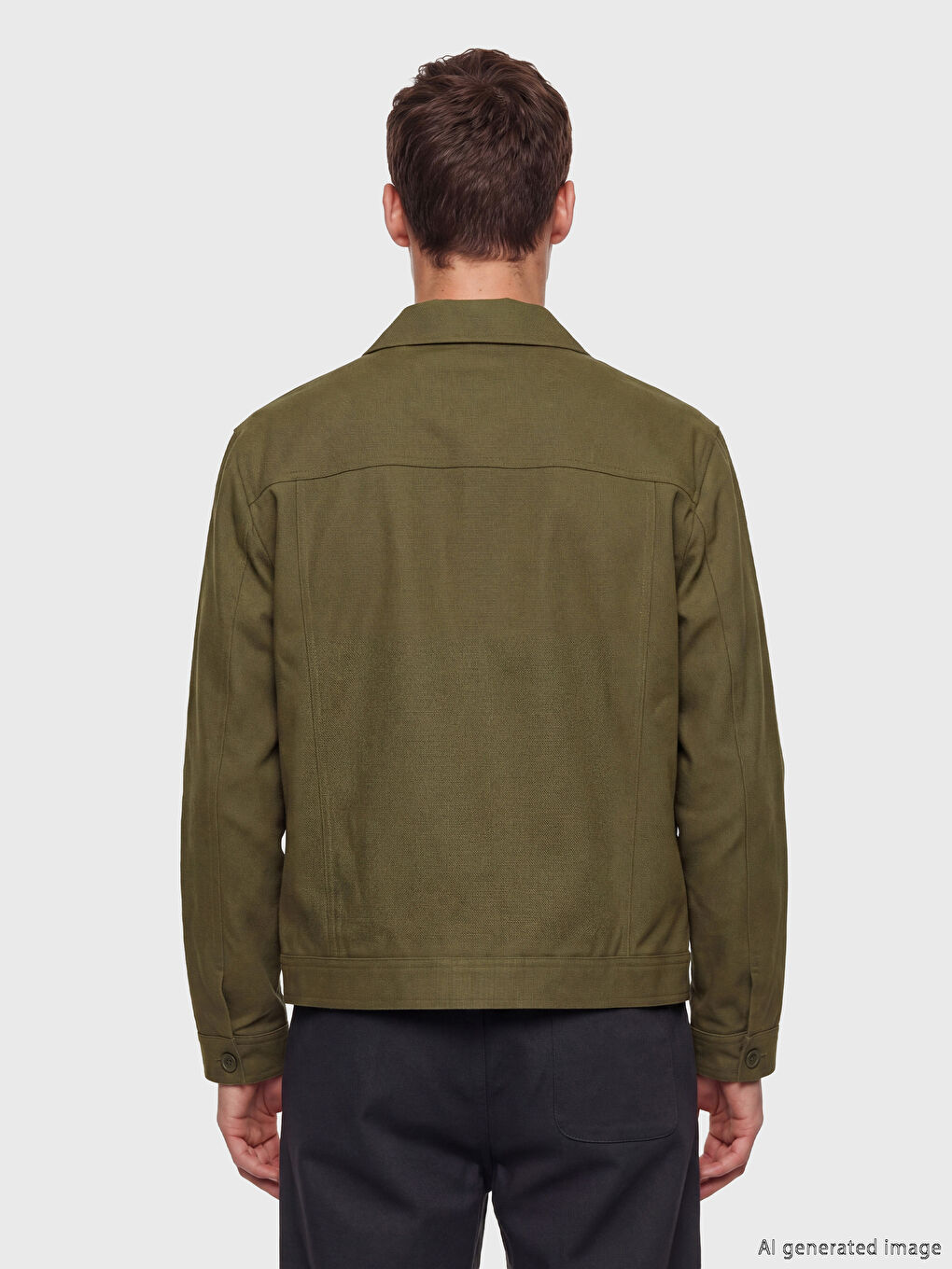 Yeşil Loose Fit Gömlek Yaka Erkek Ceket-3