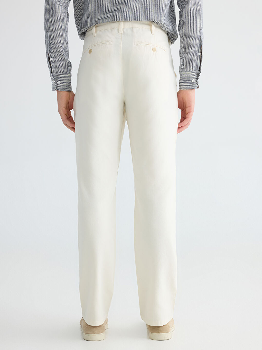Ekru Standart Kalıp Erkek Chino Pantolon-3