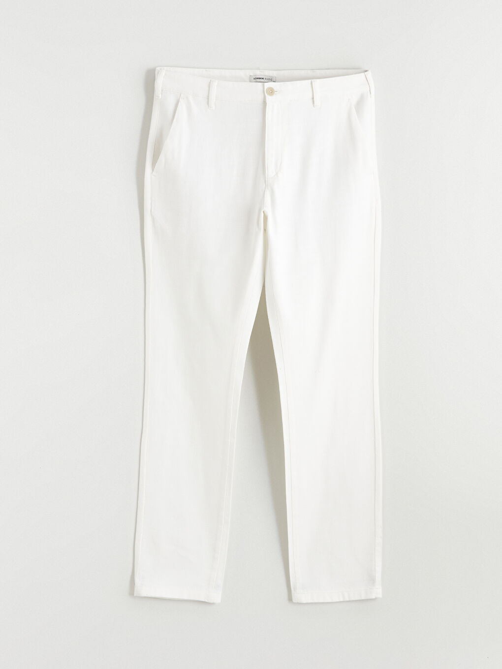 Beyaz Standart Kalıp Erkek Chino Pantolon-4