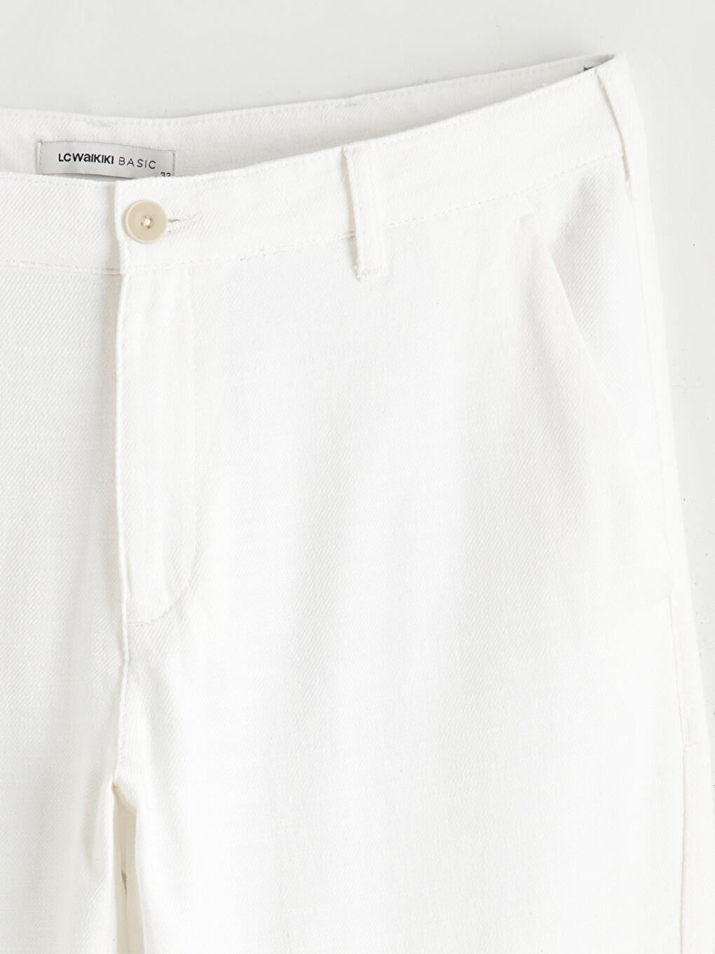 Beyaz Standart Kalıp Erkek Chino Pantolon-5