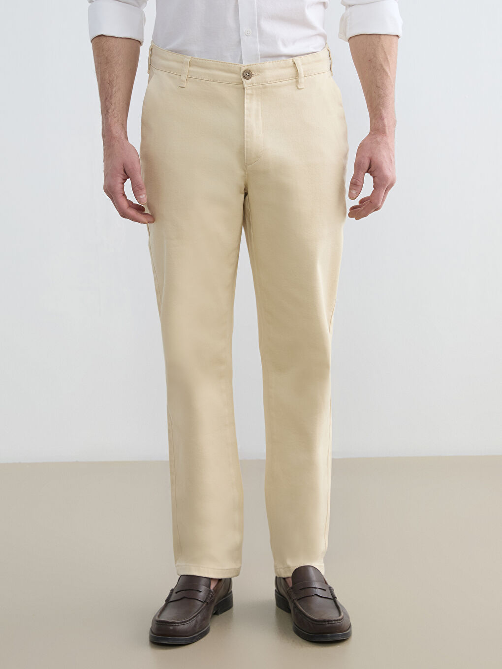 Bej Standart Kalıp Erkek Chino Pantolon-2