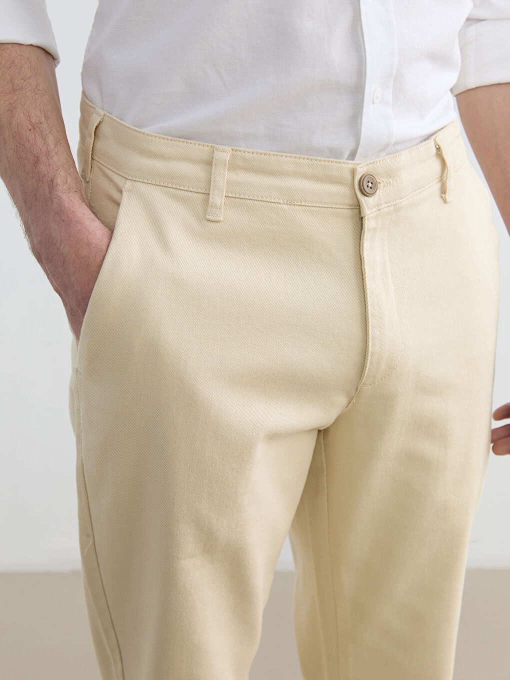 Bej Standart Kalıp Erkek Chino Pantolon-3