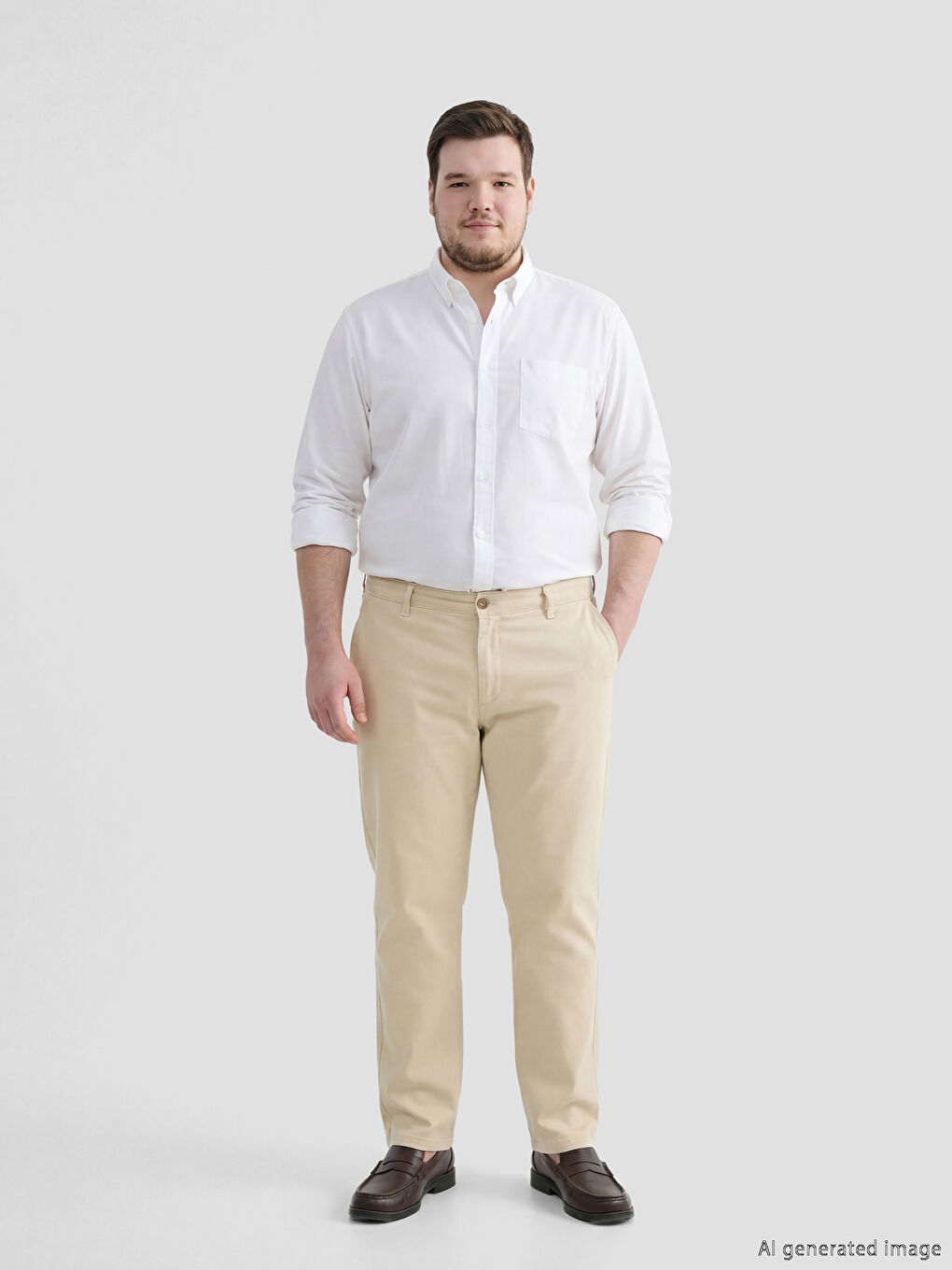 Bej Standart Kalıp Erkek Chino Pantolon-1