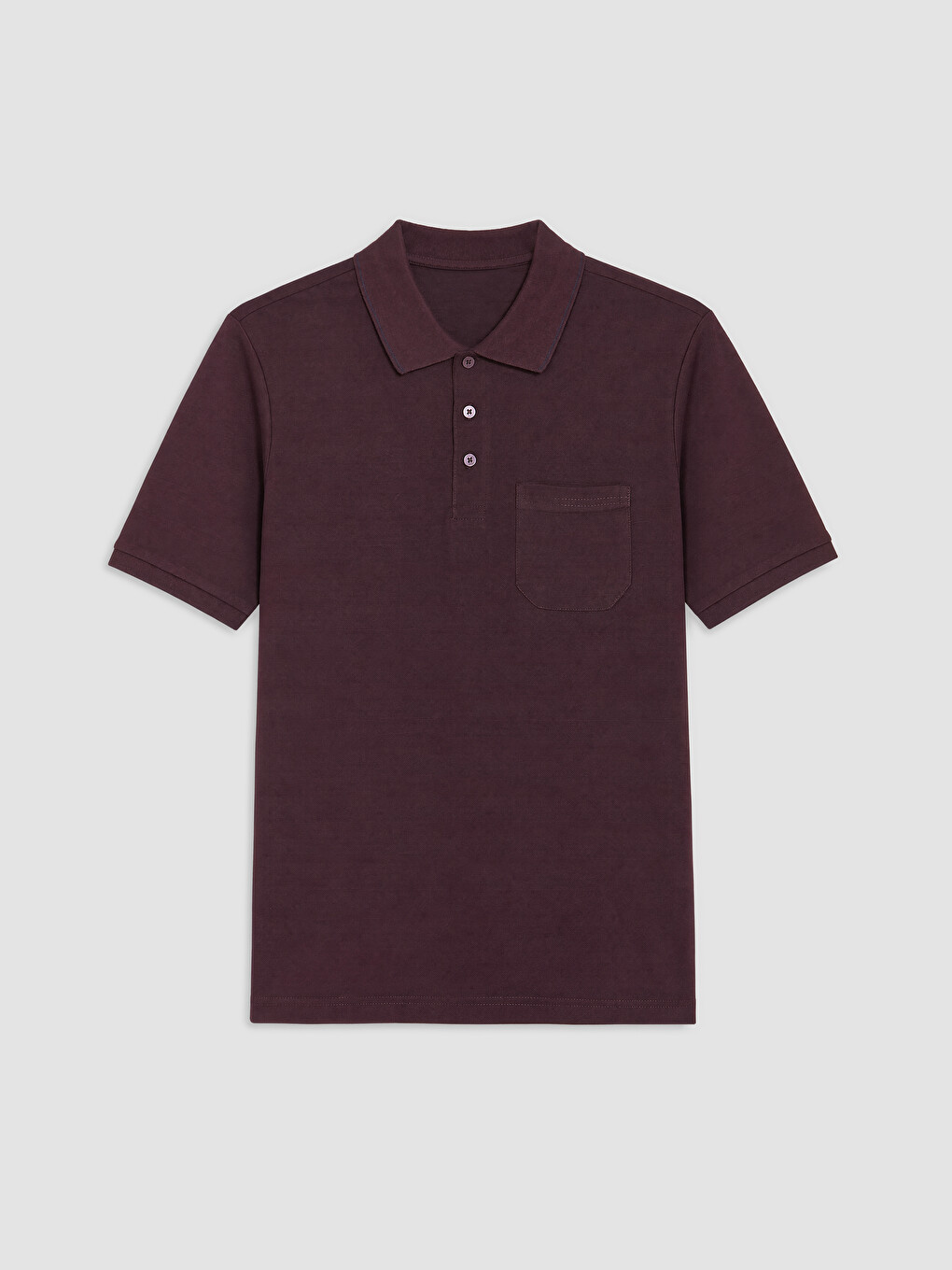 Mürdüm Polo Yaka Dokulu Erkek Tişört