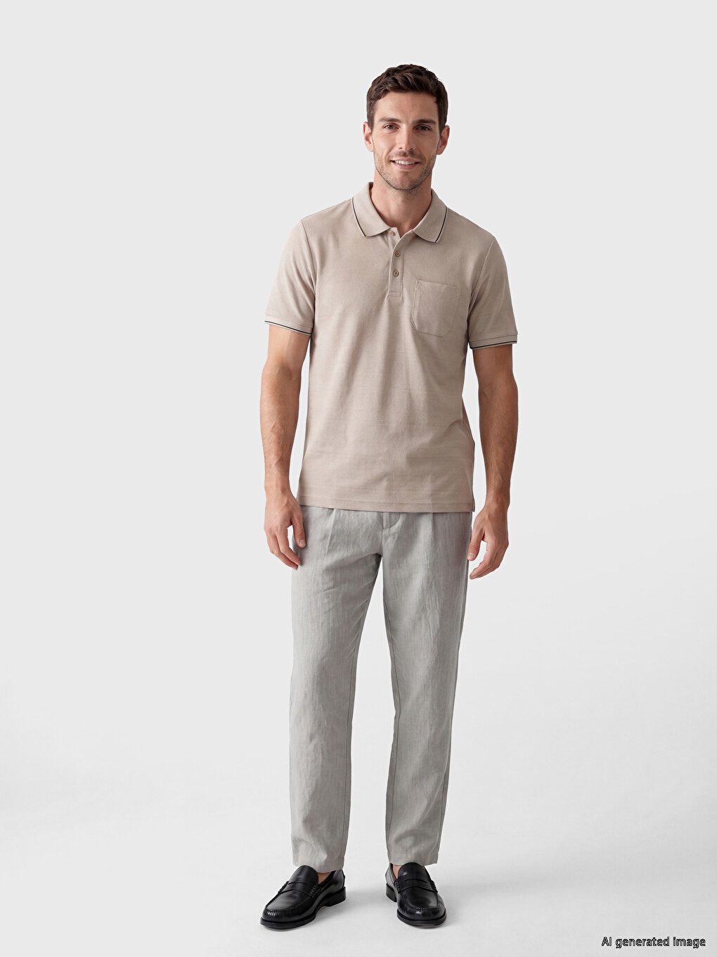 Polo Collar Structured Men's T-shirt-1