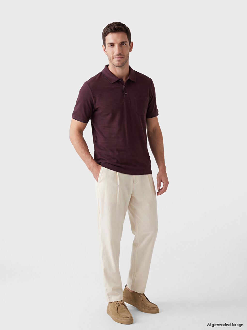 Polo Collar Structured Men's T-shirt-1