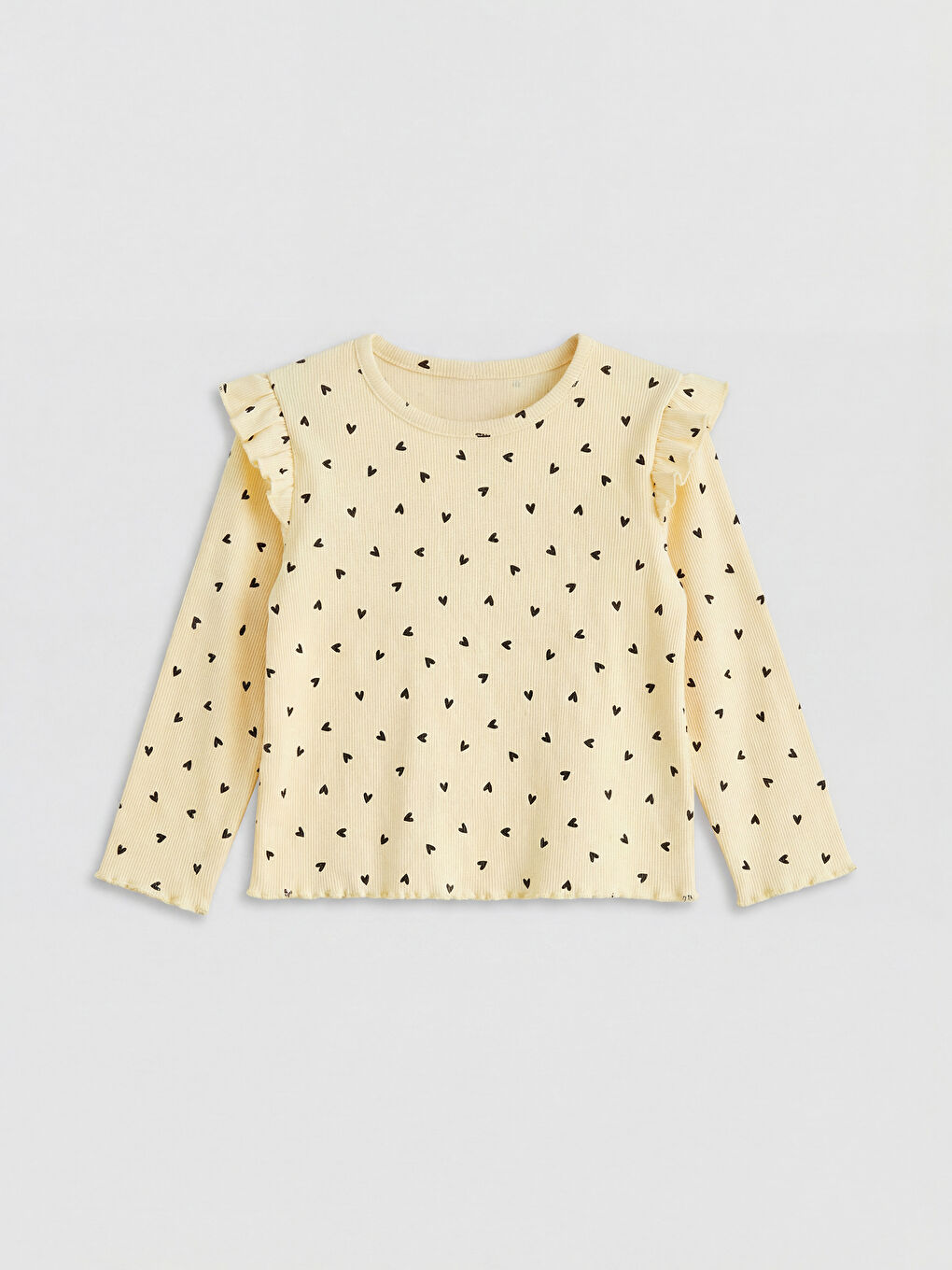 Sarı Kalp Baskılı Kız Bebek Tişört