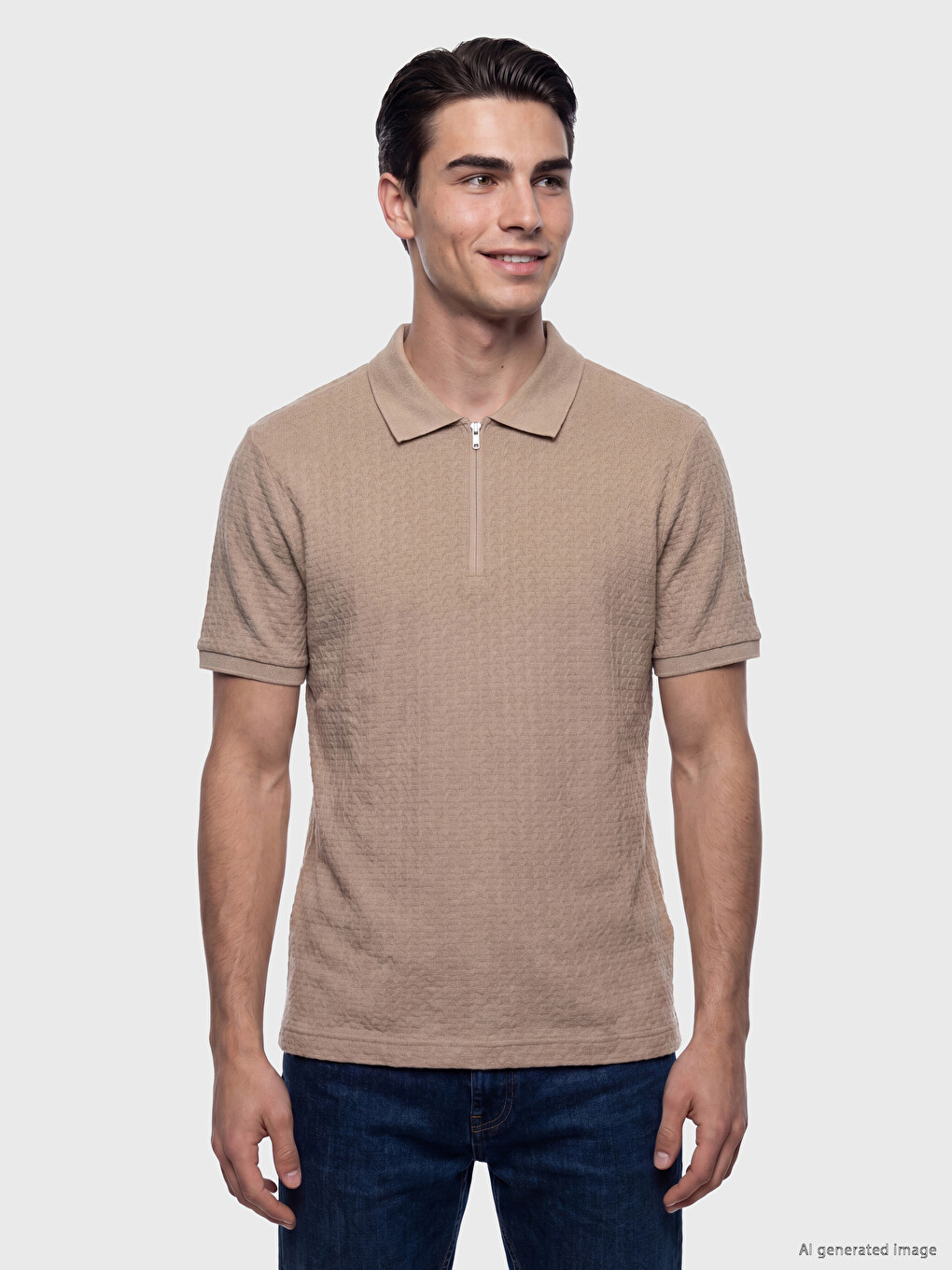 Polo Collar Textured Men's T-Shirt