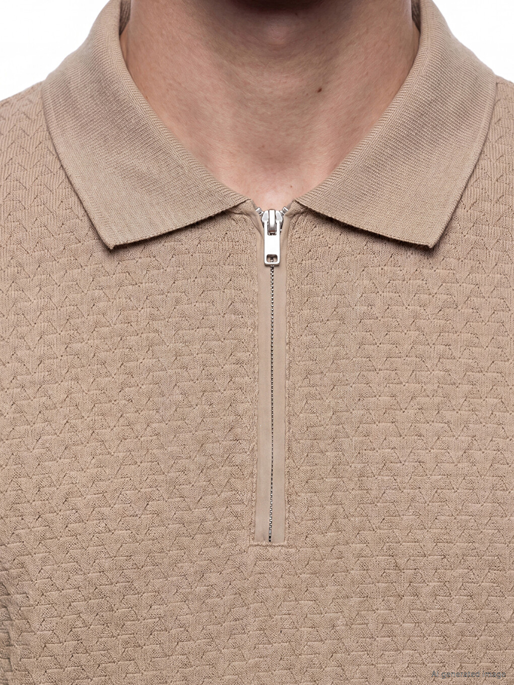 Polo Collar Textured Men's T-Shirt-2
