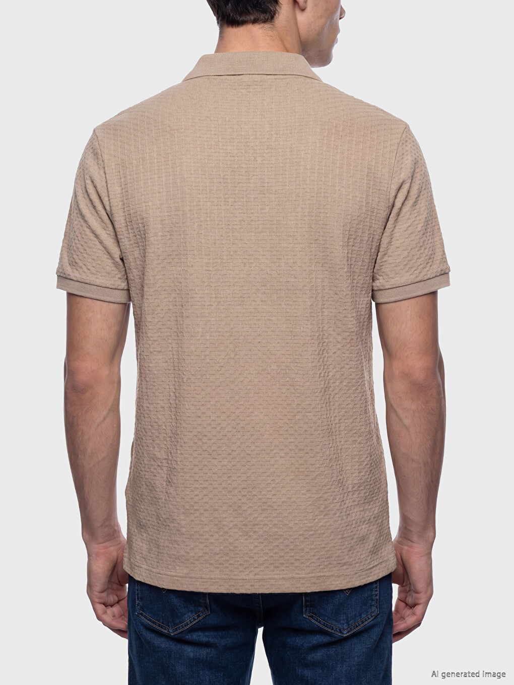 Polo Collar Textured Men's T-Shirt-3