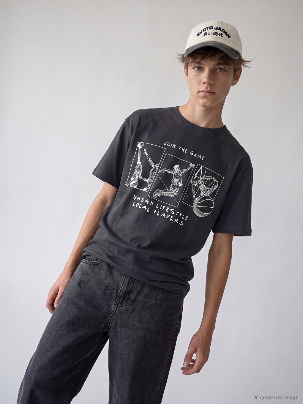 Crew Neck Printed Boys' T-shirt