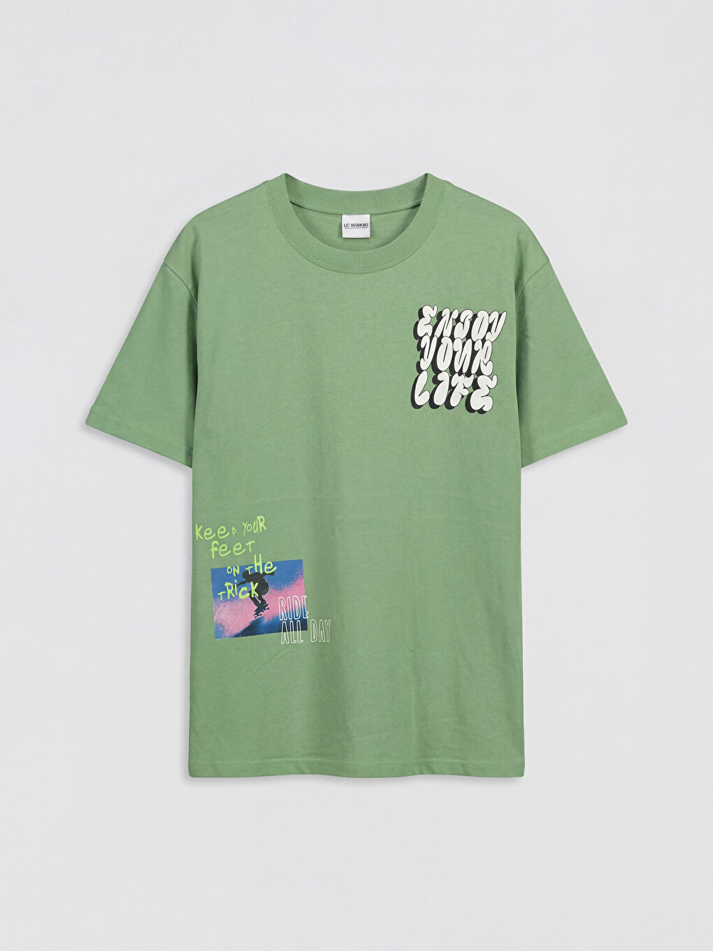 Tricou băieți imprimat cu guler rotund-1