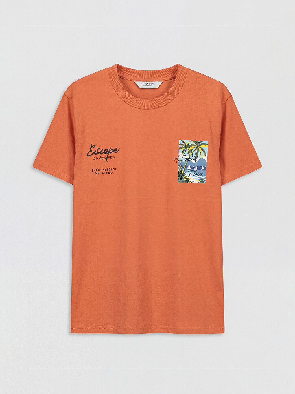 Tricou băieți imprimat cu guler rotund-1