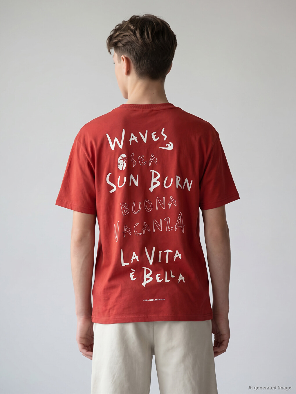 Crew Neck Text Printed Boys' T-Shirt-1