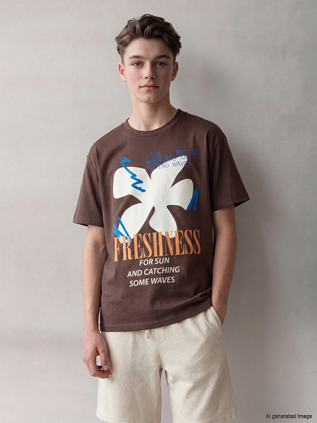Crew Neck Printed Boys' T-Shirt-1