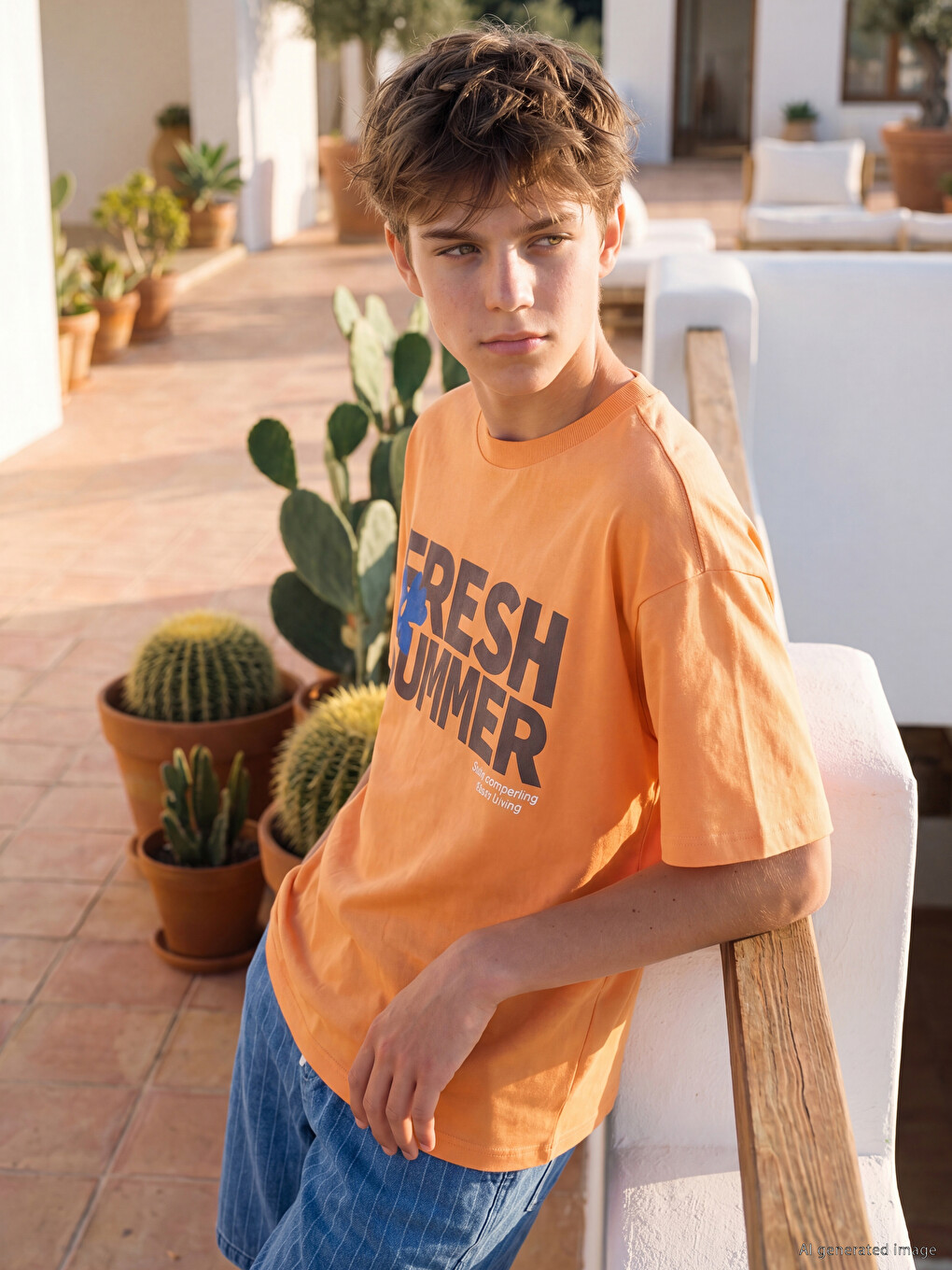 Crew Neck Printed Boys' T-shirt-1