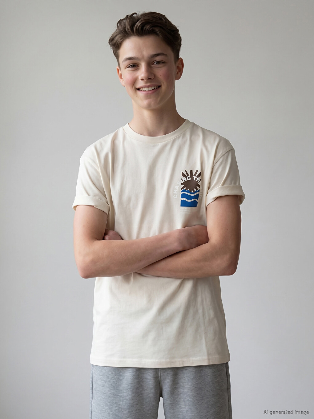 Crew Neck Printed Boys' T-Shirt-1