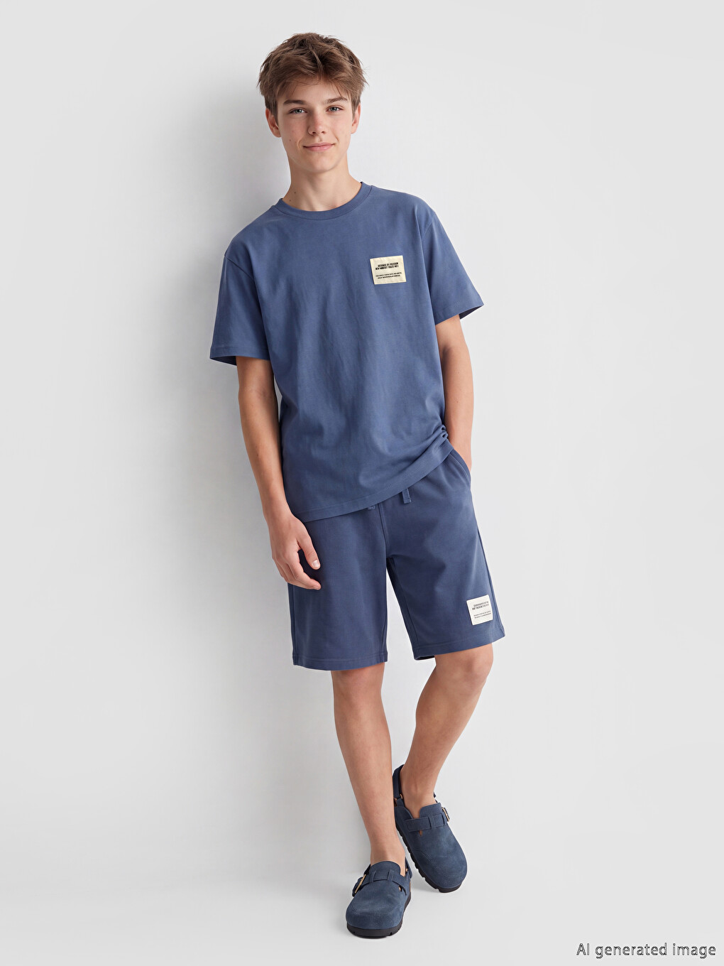 Crew Neck Label Detailed Boys' T-shirt-1