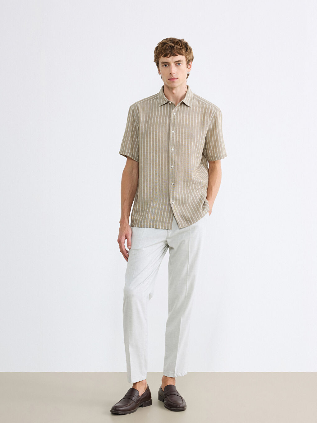 Regular Fit Striped Crinkle Men's Shirt-1