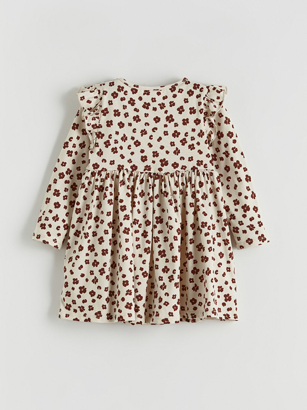 Bej Çiçekli Kız Çocuk Elbise-2