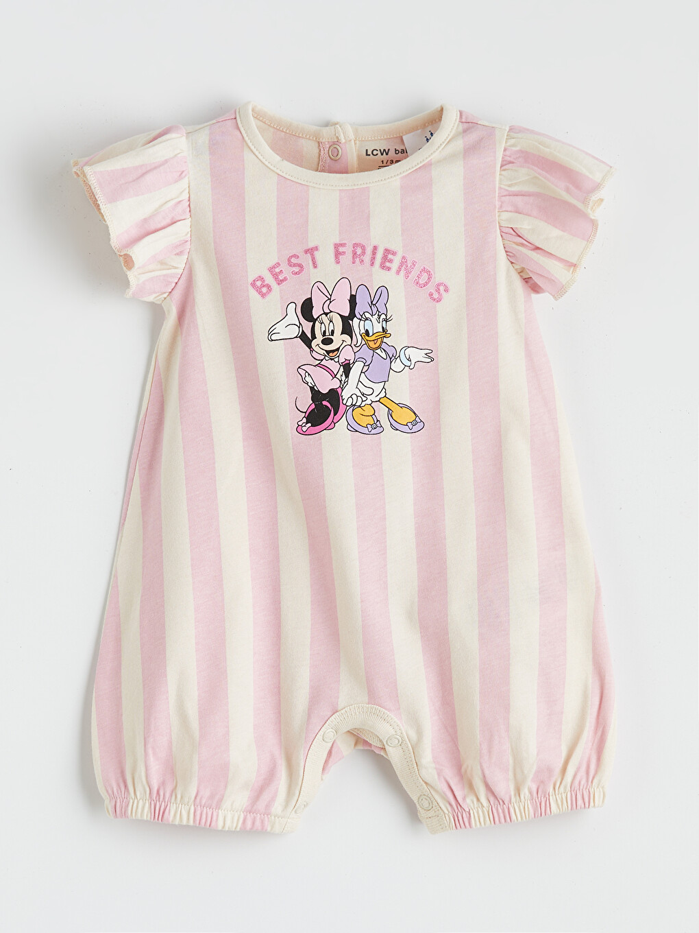 Pembe Minnie Mouse Baskılı Pamuklu Kız Bebek Tulum