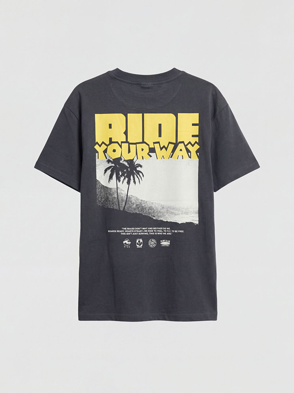 Antrasit Bisiklet Yaka Baskılı Erkek Çocuk Tişört-2