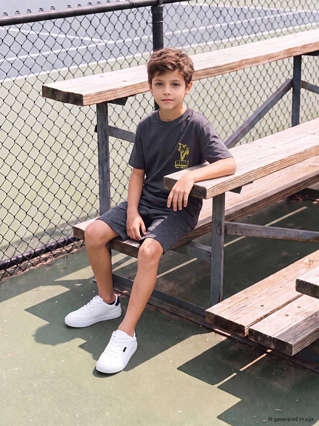 Crew Neck Printed Boys' T-shirt