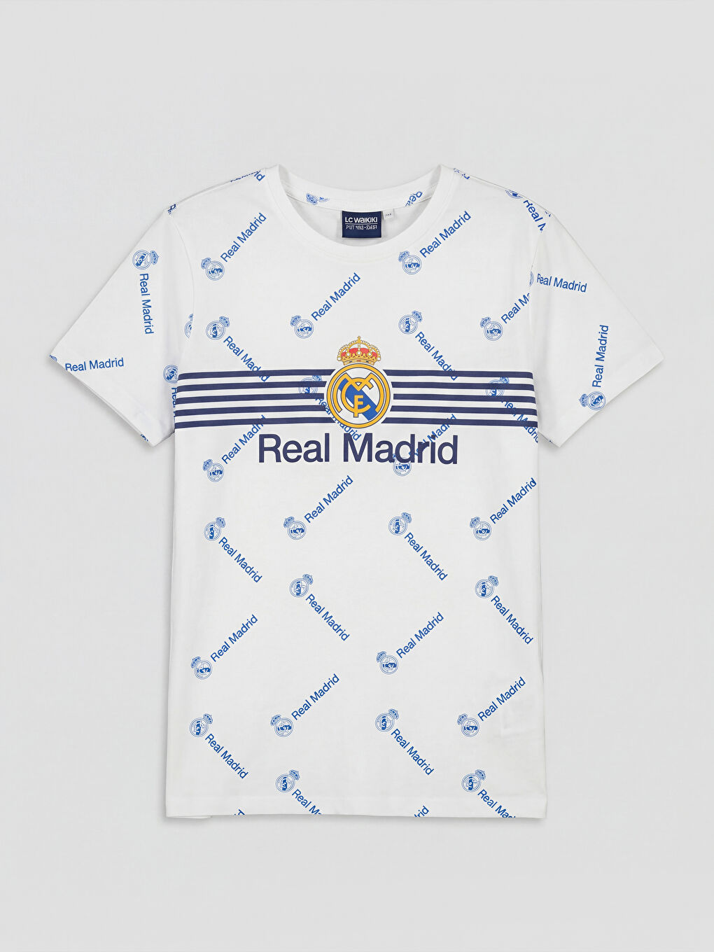 Beyaz Real Madrid Baskılı Erkek Çocuk Şortlu Pijama Takımı-1