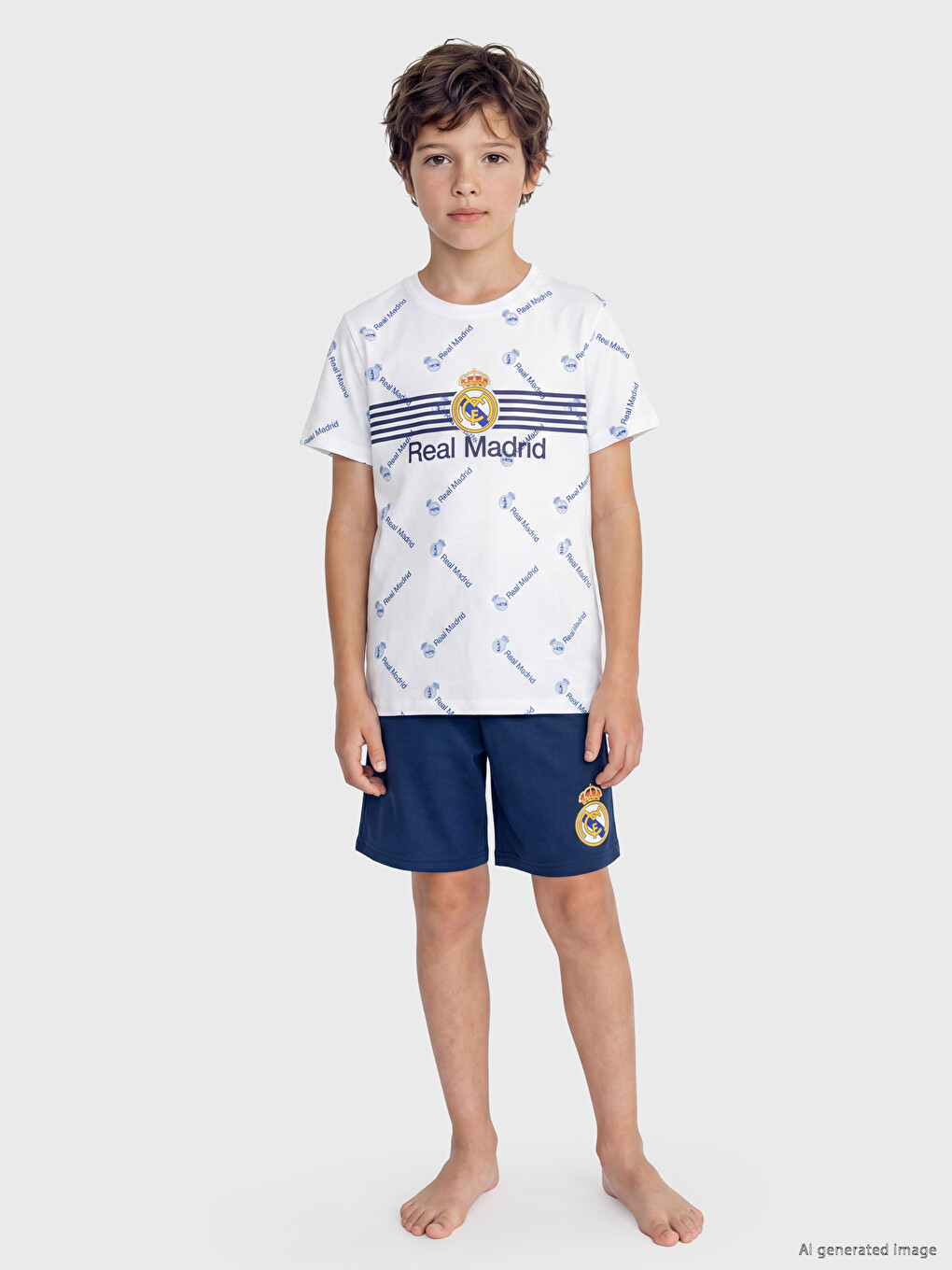 Real Madrid Printed Boys' Shortie Pyjama Set