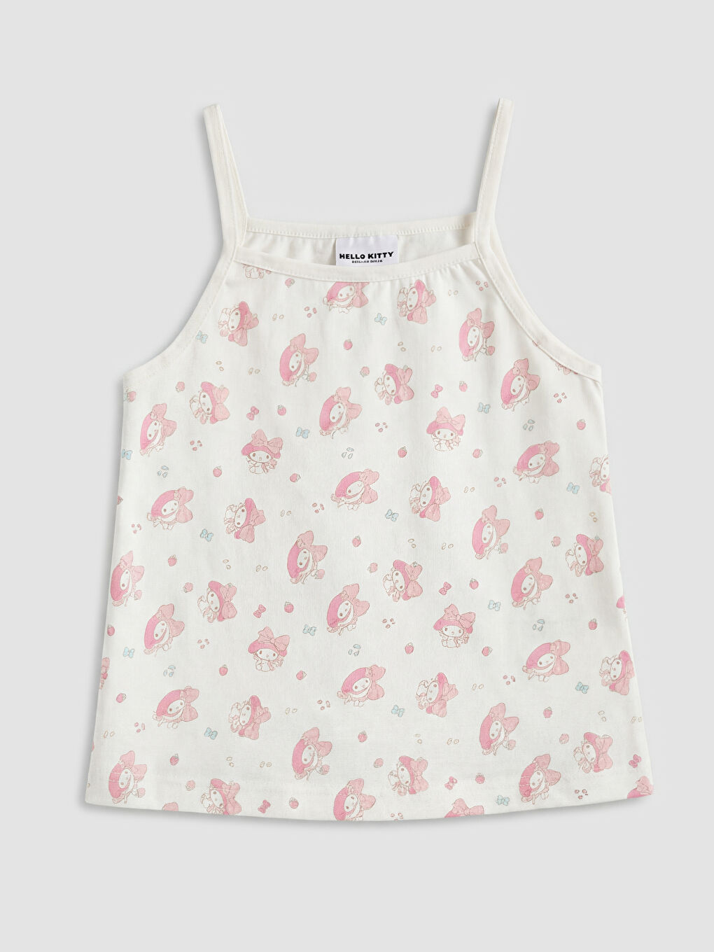 Ekru Hello Kitty Baskılı İp Askılı Kız Çocuk Atlet