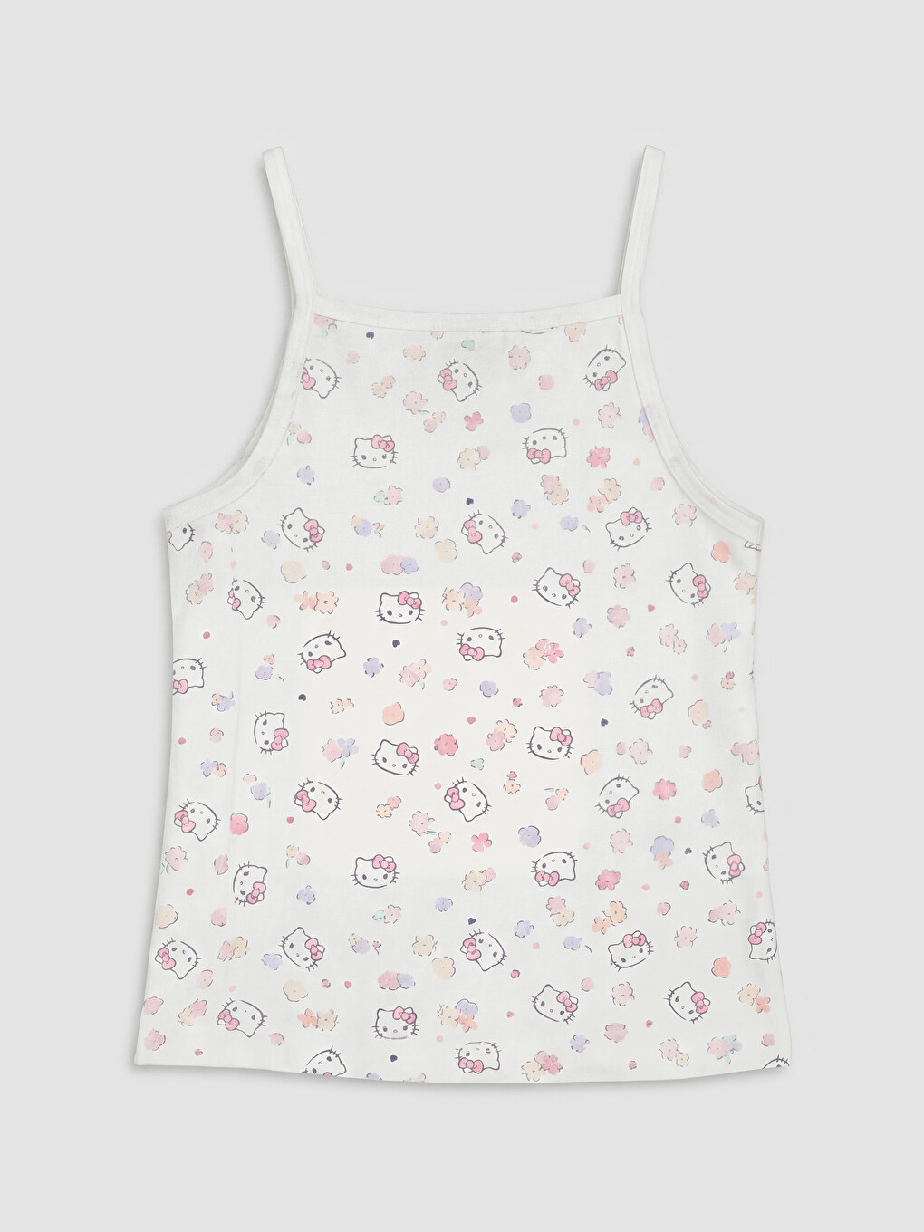 Bej Kare Yaka Hello Kitty Baskılı Kız Çocuk Atlet-1