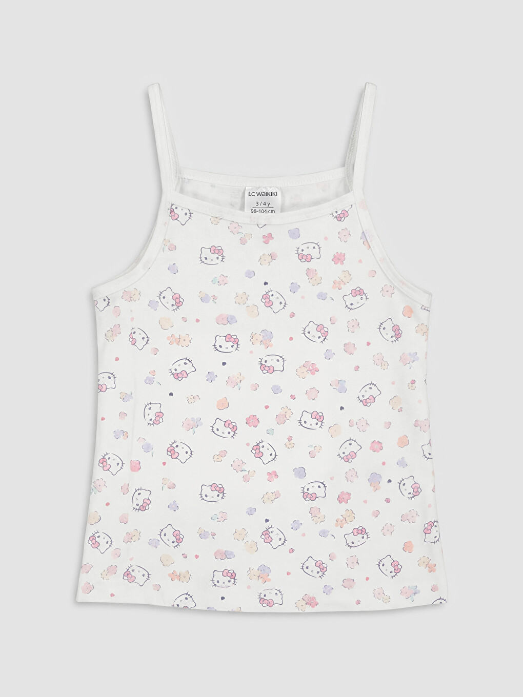 Bej Kare Yaka Hello Kitty Baskılı Kız Çocuk Atlet