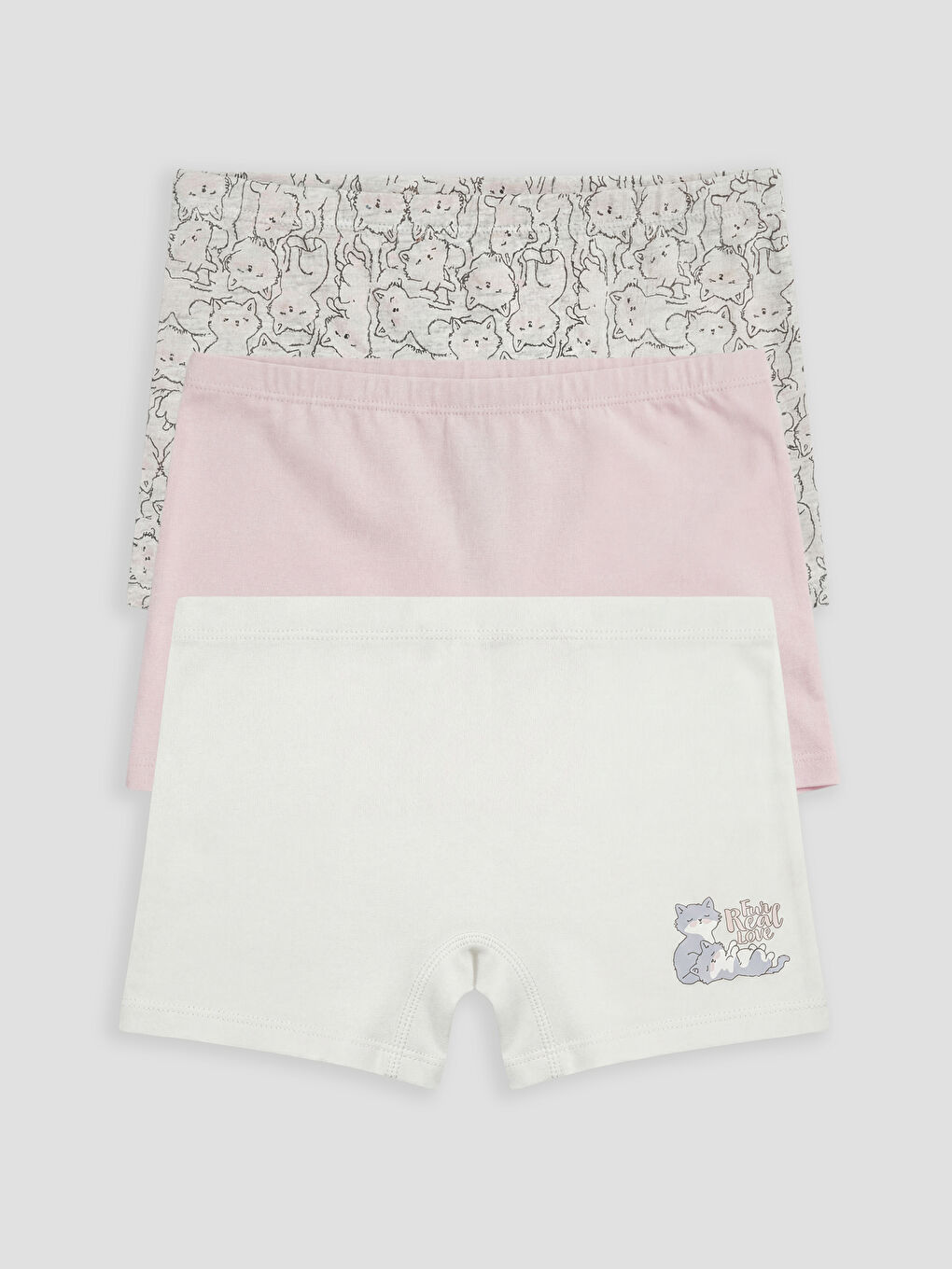 Gri Kız Çocuk Boxer 3'lü-1