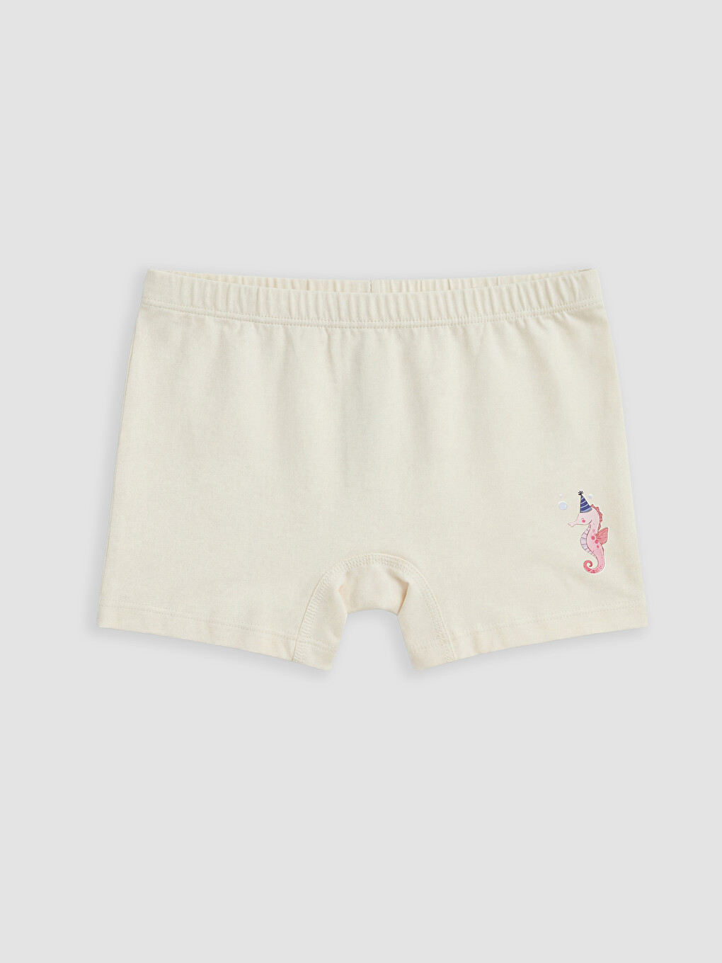 Ekru Baskılı Kız Çocuk Boxer