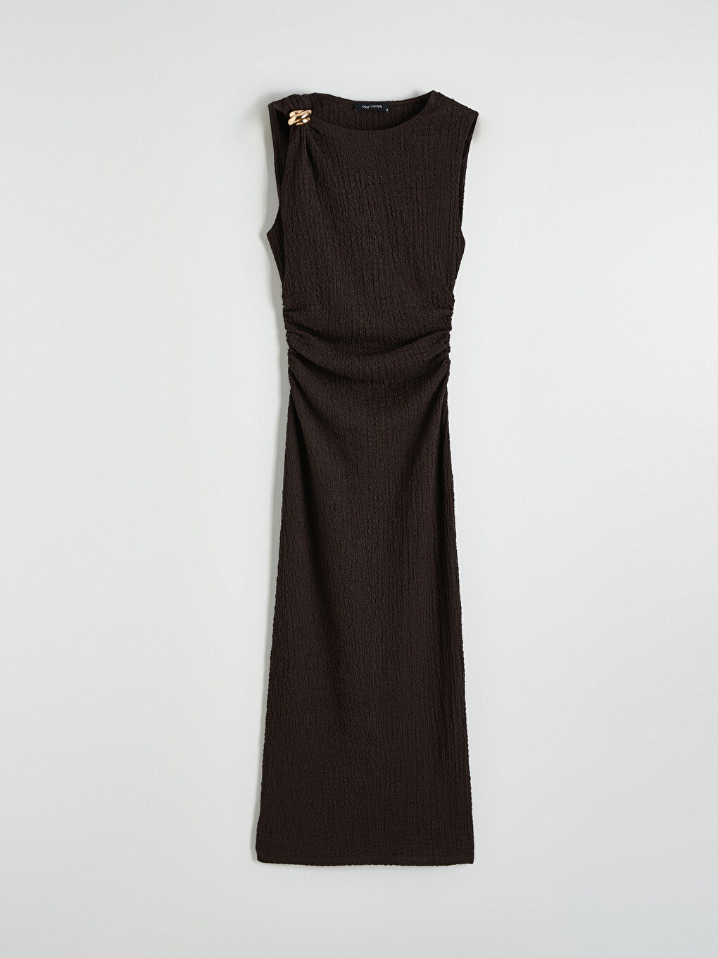 Рокля с кръгло деколте, текстура и набори за жени