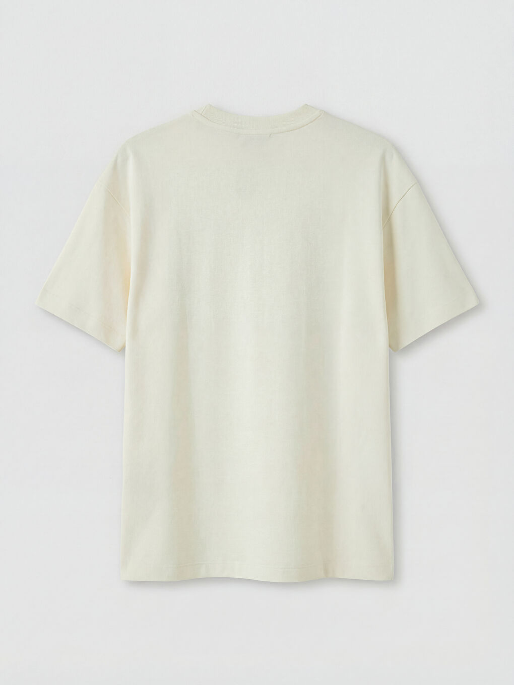 Ekru %100 Pamuk Loose Fit Basic Soft Touch Tişört-1