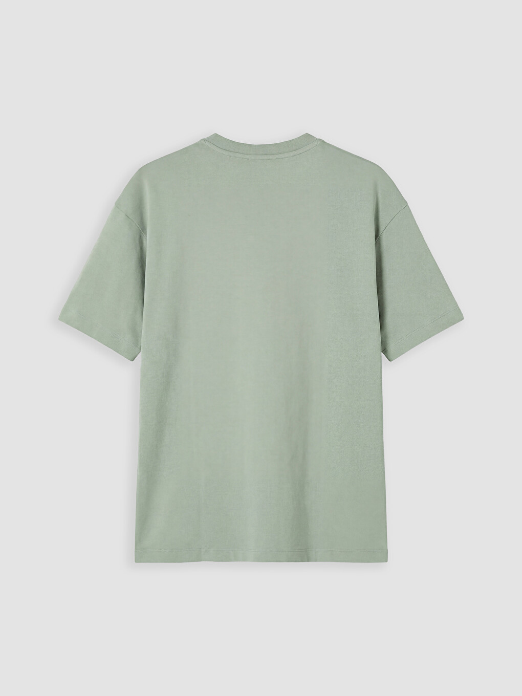 Yeşil %100 Pamuk Loose Fit Basic Soft Touch Tişört-1