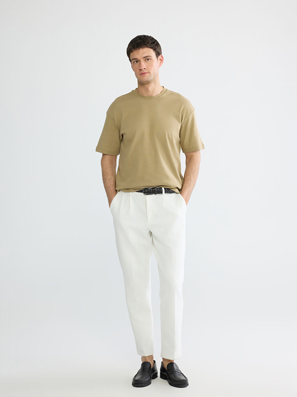 Sarı Bisiklet Yaka Erkek Tişört-3